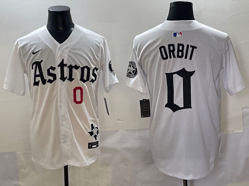 Men 2025 Houston Astros #0 Orbit White Five generations Joint Name Nike MLB Jersey style 1